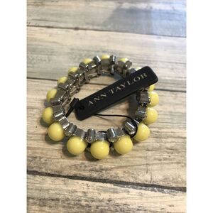 Ann Taylor Stretch Bracelet NWT Yellow Acrylic Beads Rhinestones